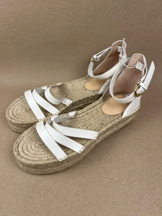 J.Crew Platform Espadrille Sandal Leather White Women’s 10 NWT J0758 Strappy