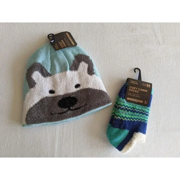 Cozy Cabin Kid's Hat Socks‎ Set Bear Field & Stream F&S Warm Winter Gift NEW