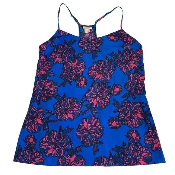 J. Crew Blue Pink Modern Floral Print Camisole - Size 0