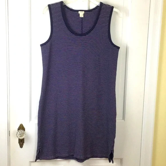 J. Crew Navy White Striped Tank Mini Dress Nautical Preppy