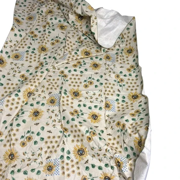 Cottagecore Unbranded Sunflower Bee Print Rectangular Tablecloth 60x84 Cream