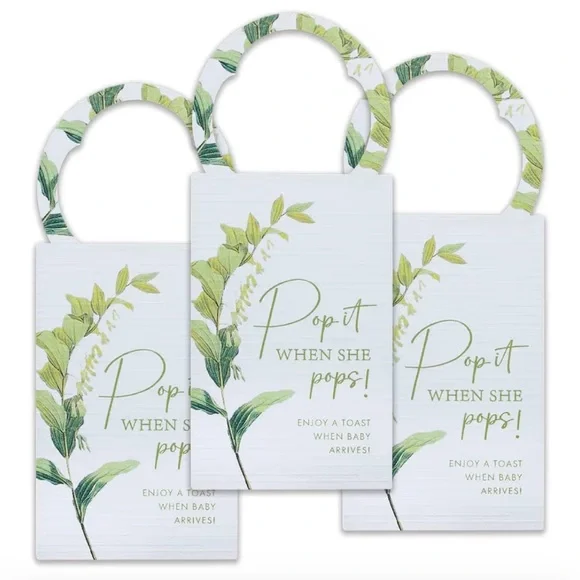 Pop it When She Pops Mini Champagne Baby Shower Tags Wine Bottle Tags (White)