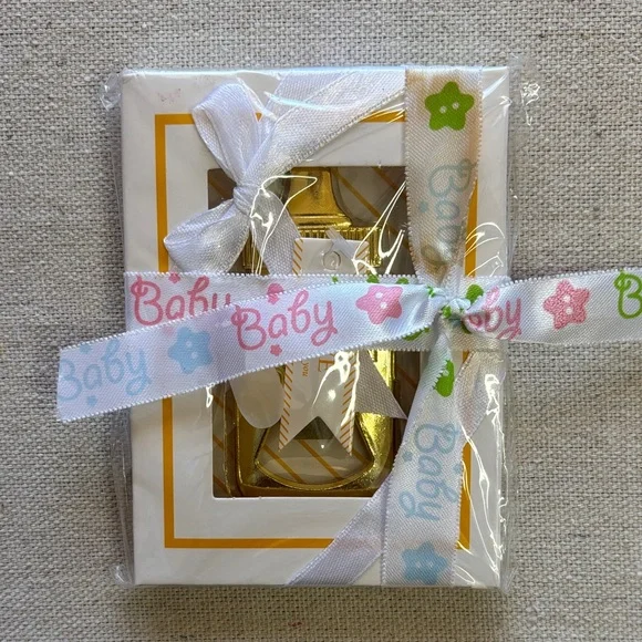 Bottle opener Gold and White Baby Party Favors