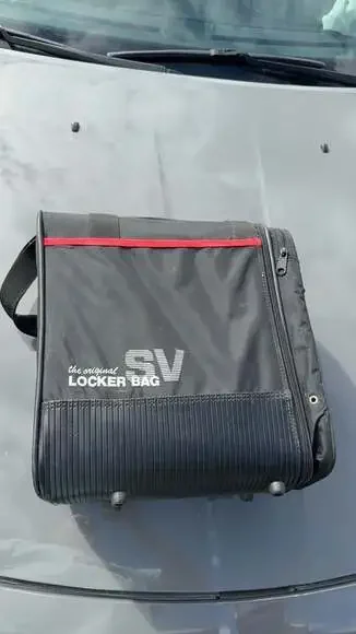 Vintage SV The Original Locker Bag Black & Red Travel Holdall Duffle Gym Bag