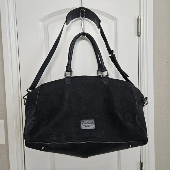 Anderson's Blue Duffle Shoulder Bag Weekender Travel Calf Leather Italy