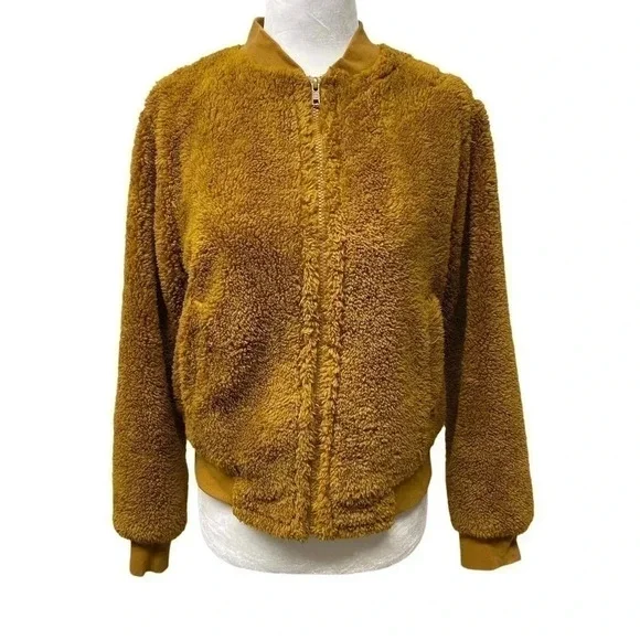 J Crew Mercantile Goldenrod Sherpa teddy bomber jacket. XS. Excellent condition