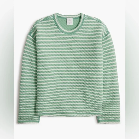 J. Crew Reversible quilted pullover Eucalyptus Steam Ivory size S