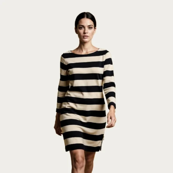 J. Crew Navy and Off-White Rugby Striped Mini Dress, XS