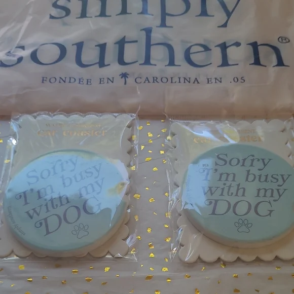 Simply Southern Light Blue Car Coasters Set