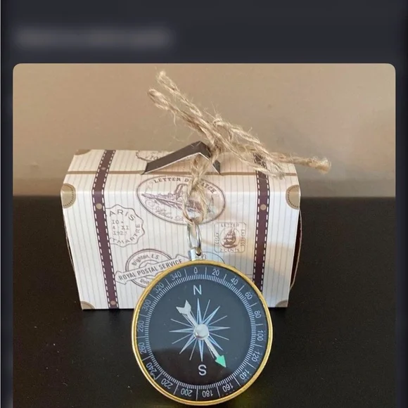 Vintage-Style Compass Trinket in Black and Gold- lot of 6