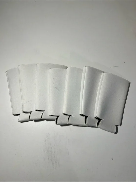 Set of 7 White Neoprene SKINNY Can Cooler Set