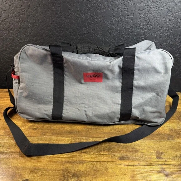 Hugo Boss Parfums Gray Ripstop Nylon Travel Duffel Bag Mens‎ Large