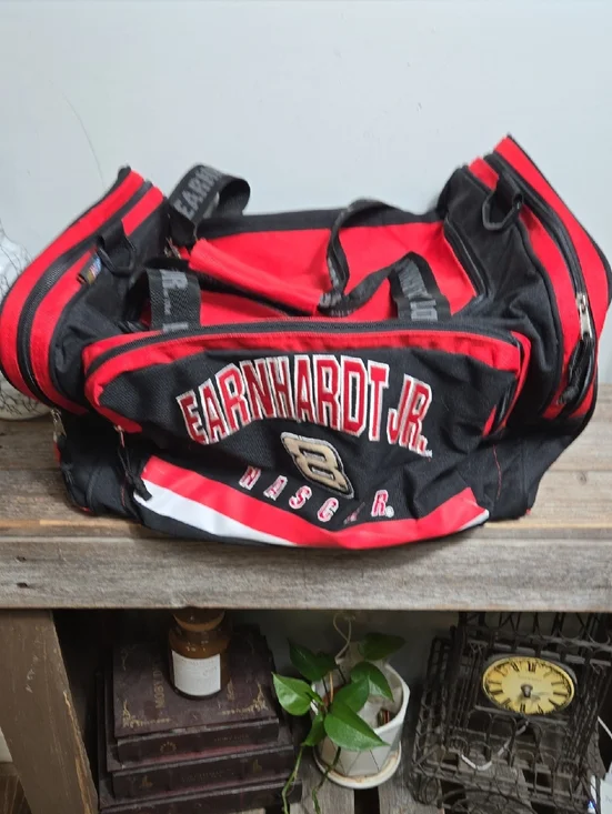 Dale Earhardt Jr 8 Red and Black Embroidered Y2KDuffle Bag