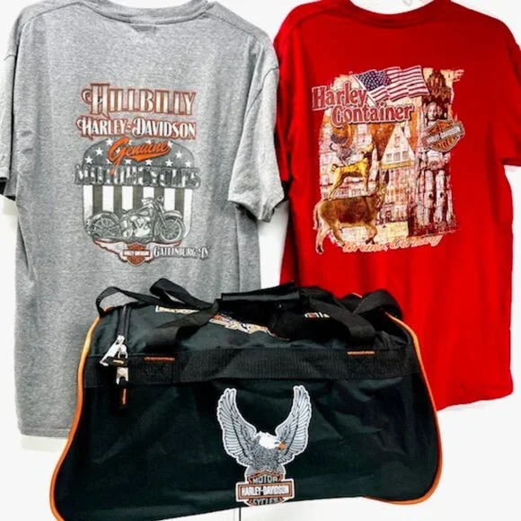 Collection Harley-Davidson 18 x9x11 Duffel Shoulder Bag Travel Gym+2 Lg T-Shirt