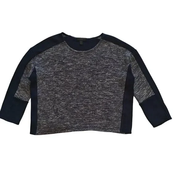 J.Crew Colorblock Knit Sweater Navy Gray Crewneck Casual Top S