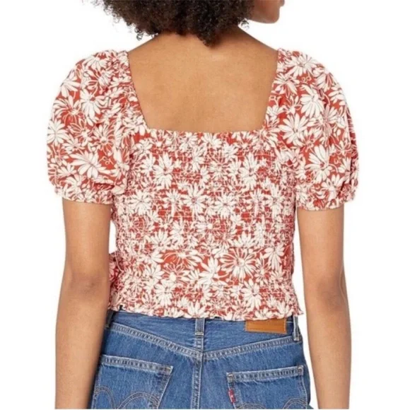 Madewell XSmall Anita Abstract Floral Roasted Squash Linen Blend Wrap NWT