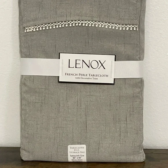 NEW Lenox French Perle Tablecloth with Storage Bag 60
