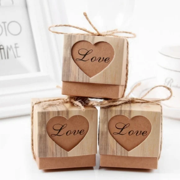 10pcs Wedding / Baby Shower Rustic Farmhouse Paper Party Gift Goodie Boxes