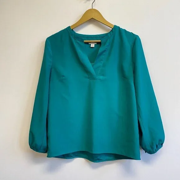 J. Crew Green V Neck Blouse