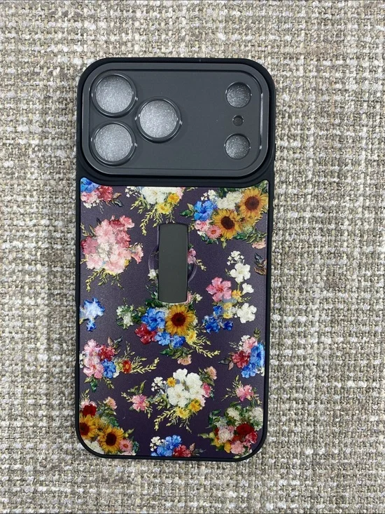 Floral Print Phone Case with kickstand and/or finger grip Purple Background