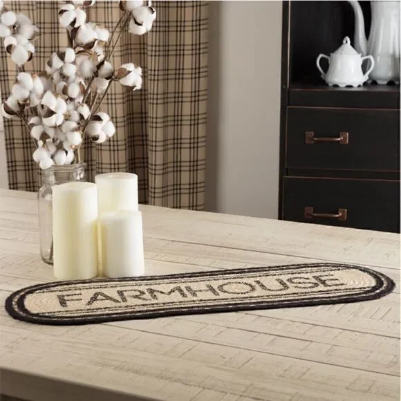 Farmhouse Jute Braided Table Runner 8x24 Country Charm Cottagecore Rustic