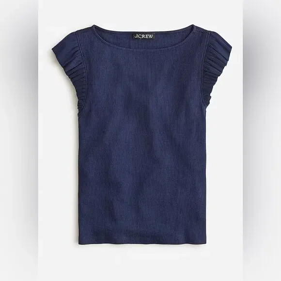 J.Crew Vintage rib ruffle boatneck tank top NWT Size S