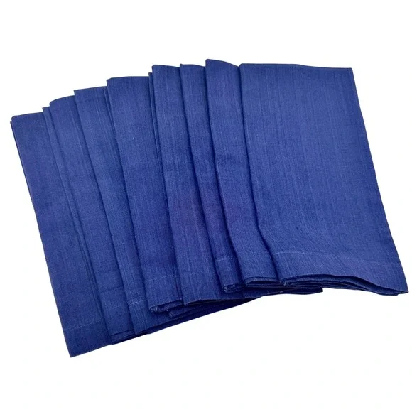 Crate & Barrel Lamont Navy Blue Linen Napkins Set of 8 ~ 21