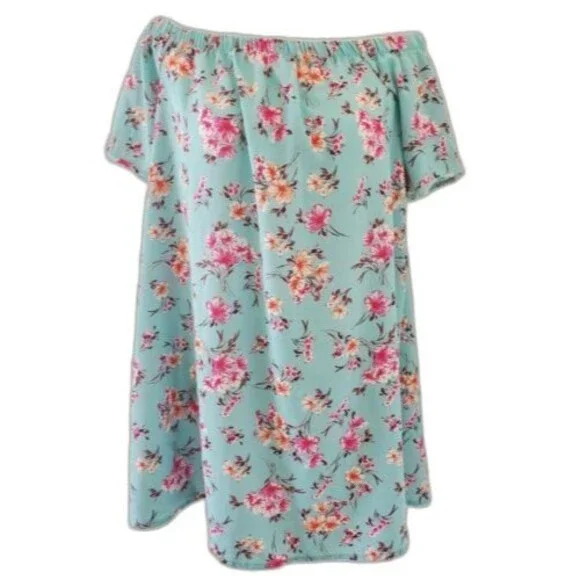 No Comment Dress Women Small Blue White Floral Shift Loose Beachy Summer Cover