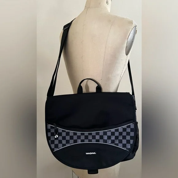 Yak Pak Crossbody Bag Grey Black Checkerboard