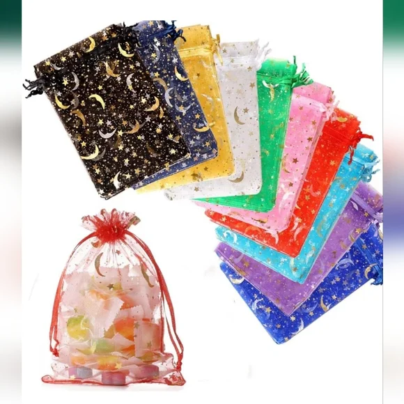 20 Pieces Moon Star Organza Bags, 3x4“ Mixed Color
