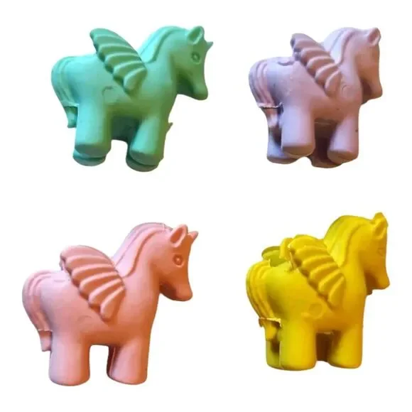 Lot of 4 Unicorn Erasers Party Favors Pastel Colors Flying Horse Animal Wings