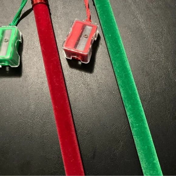 2 Pc Large Christmas Holiday 12 Inch Velvety Pencils With Sharpeners, Rare