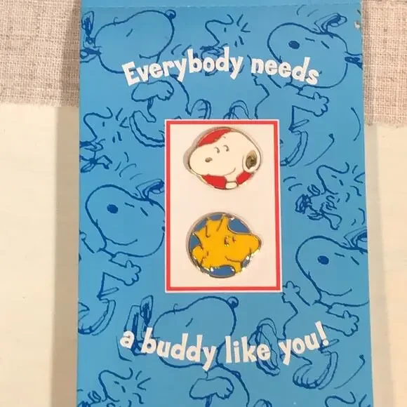 Hallmark Snoopy and Woodstock Pin Pairs NEW on Card! 8 Sets - Great for Parties