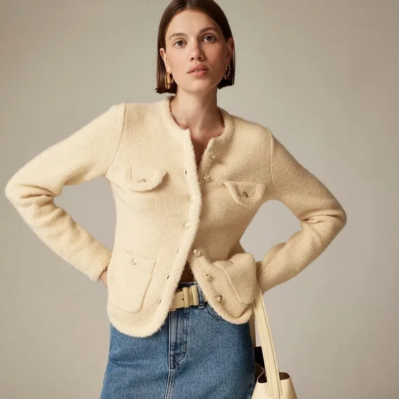 J. Crew Wool Blend Button Front Cardigan M