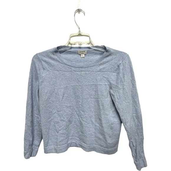 J. Crew Teddie Cropped Merino Wool Blend Baby Blue Sweater Size XL Prep