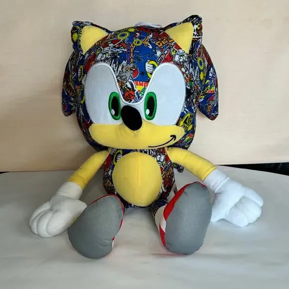 Sonic the Hedgehog Stuffed Plush Sticker Bomb Print Large Sega 18