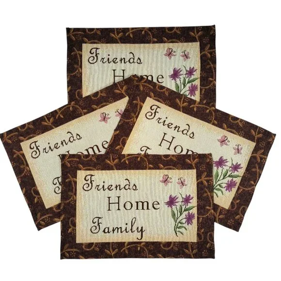Vintage 90’s Placemats Woven Textile Earth Tones Friends Home Family - Set of 4