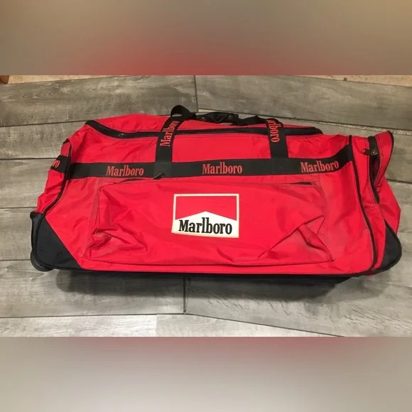 90’s Marlboro Adventure Team Travel Weekender Bag Vintage Rolling Luggage Duffle
