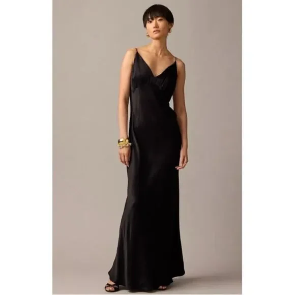 NWT J. Crew Collection Full-length V-neck Slip dress in Luster Crepe Sz. 12