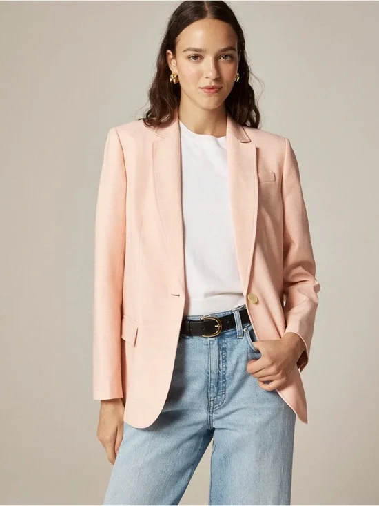 J.Crew Arden Blazer in Luster Canvas Women's Size 0 Peach Petal