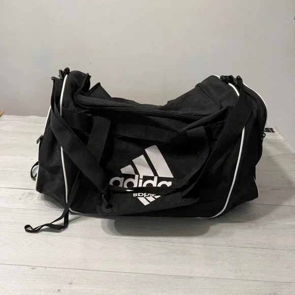 Adidas black and white medium size duffel bag
