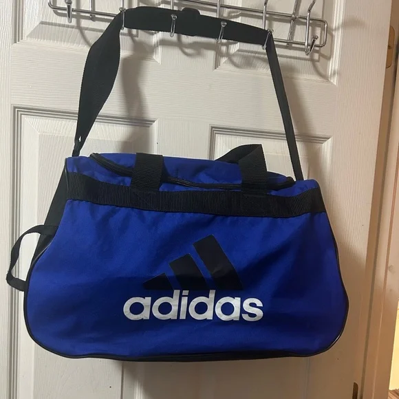 adidas Royal Blue and Black Duffel Bag with White Logo