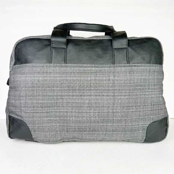John Varvatos Weekender Gray Black Lightweight Vegan Travel Duffel Bag