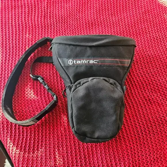 Vintage Tamrac Model 517 Black Tele-Zoom Camera Bag W/ OPTECH USA Shoulder Strap