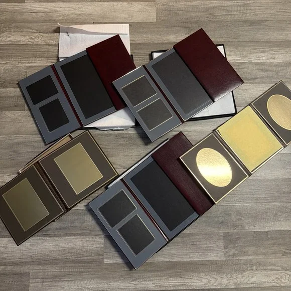 Lot Of 5 Vintage In Box Art Leather Folio For Photo Display Very Nice Multicolor