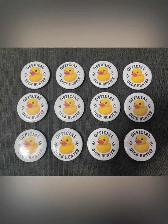 Official Duck Hunter Rubber Duck Button Pin — Yellow & White (Set of 12)