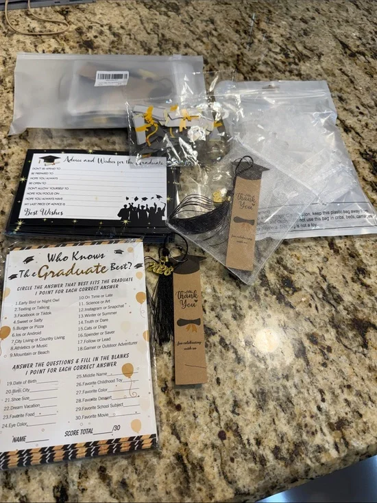 Graduation Party Favor Kit - Black & Gold