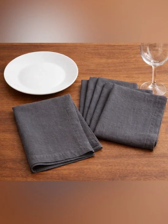 Sur La Table‎ Linen Napkins 4 Charcoal Modern Farmhouse Elegant Table Setting