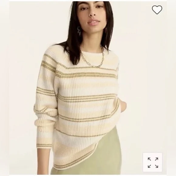 J. Crew Cashmere Ribbed Striped Crewneck Sweatshirt Women’s Size S