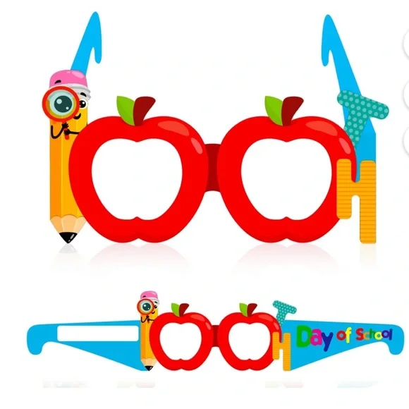 NWT (24) 100th Day of School Colorful Paper Glasses Fun Headbands Crowns Eyewear